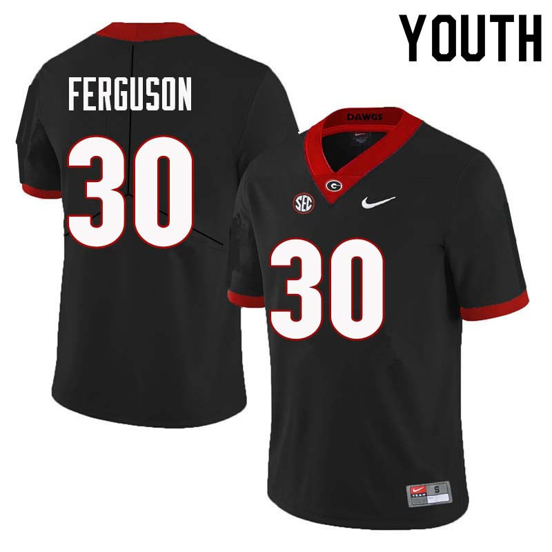 Georgia Bulldogs Youth Ed Ferguson #30 Black Stitched College UGA Football Jersey 23MH012JF